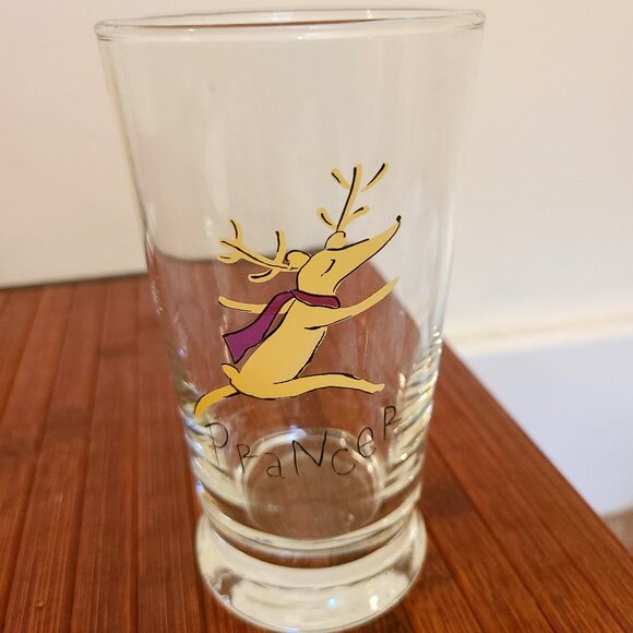 Pottery Barn Reindeer Tumblers Glasses, Set Of 7 (12 Oz Glasses) Footed - Picture 10 of 14